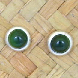 Greenstone and Stg.Silver stud earrings